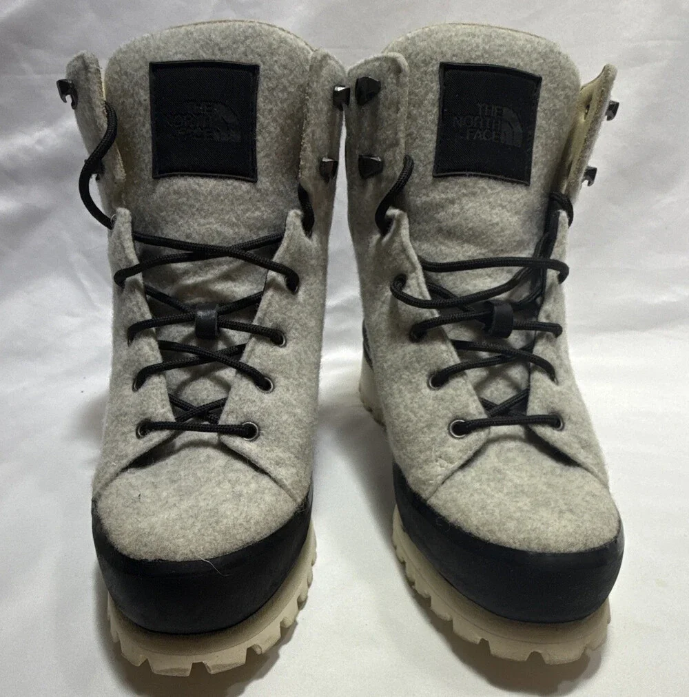 The North Face Men's Gray/Black Lace-Up Hiking Ankle Boots Wool/Leather US 8